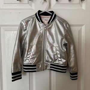 Silver Metallic Bomber Jacket
